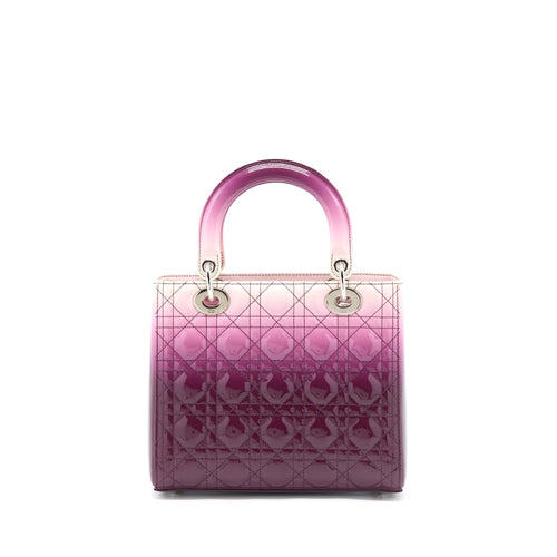 DIOR MEDIUM LADY DIOR PATENT WHITE/PURPLE SHW