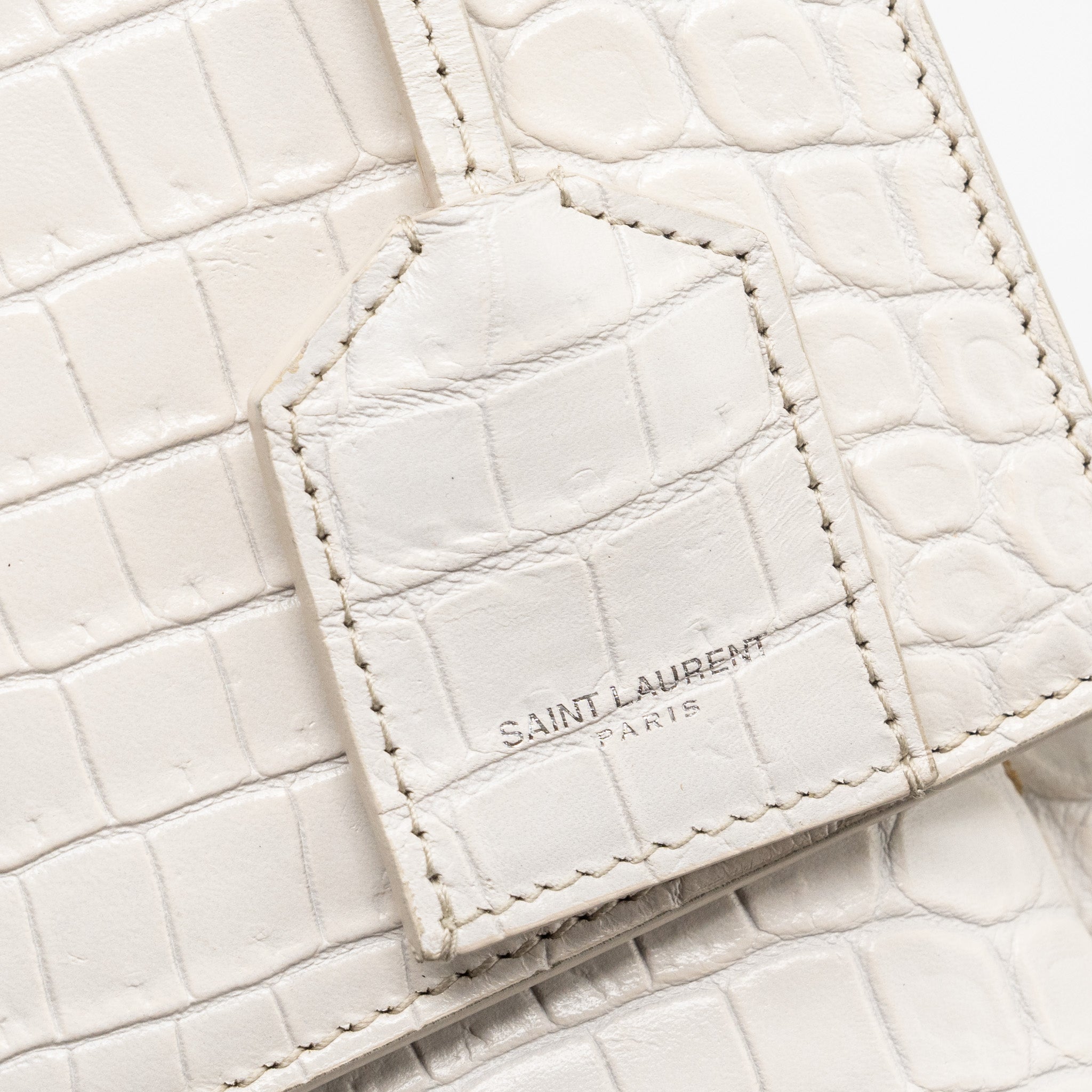 SAINT LAURENT/YSL SUNSET BAG CROCODILE EMBOSSED WHITE SHW
