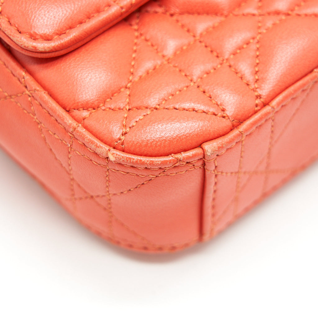 CHRISTIAN DIOR SMALL MISS DIOR FLAP BAG IN CORAL SHW