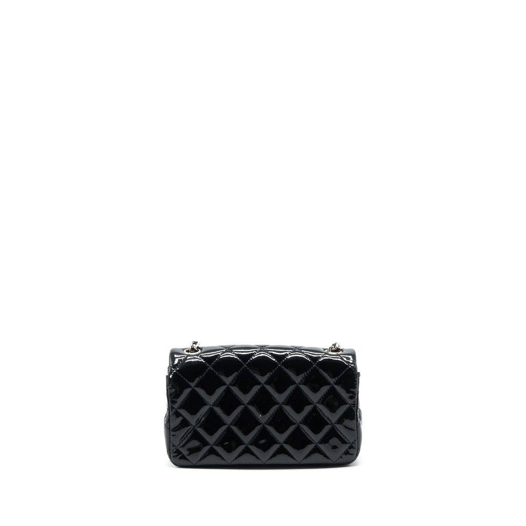 CHANEL SUPER MINI RECTANGULAR FLAP BAG PATENT BLACK SHW