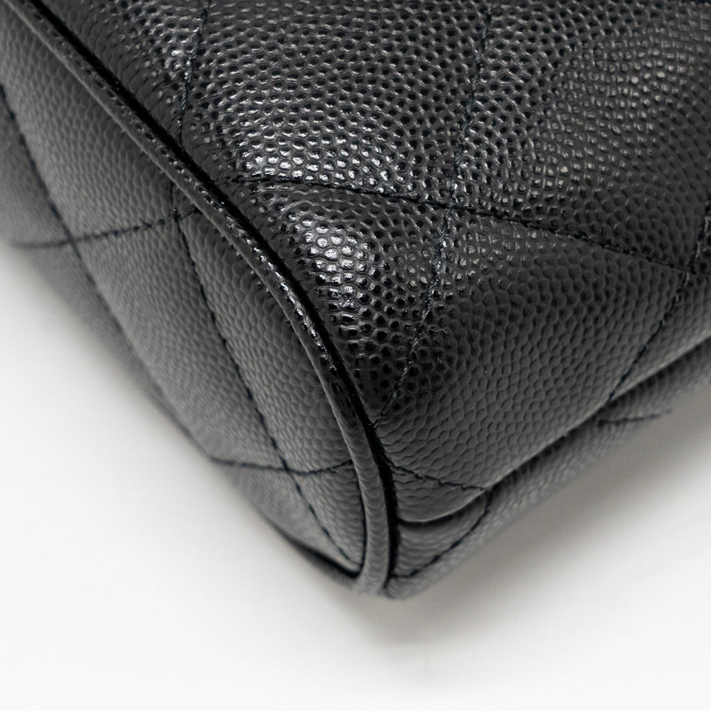 CHANEL FOLD FLAP VANITY CLUTCH WITH CHAIN CAVIAR BLACK GHW (MICROCHIP)