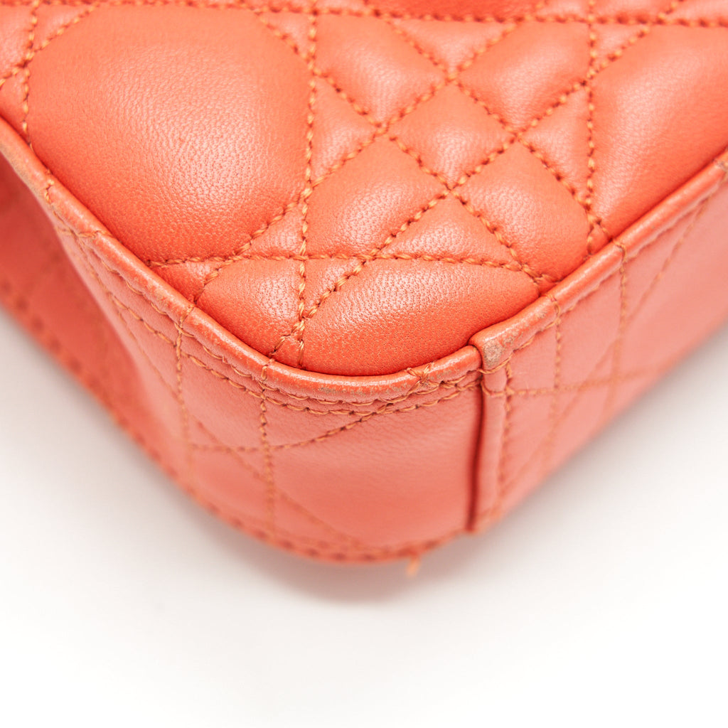 CHRISTIAN DIOR SMALL MISS DIOR FLAP BAG IN CORAL SHW