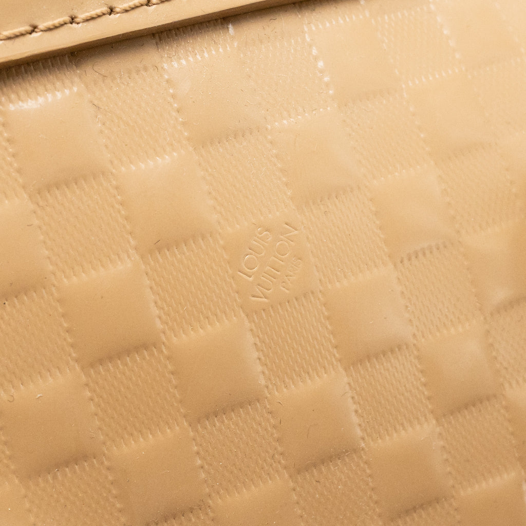 LOUIS VUITTON SPEEDY CUBE MM DAMIER FACETTE PATENT LEATHER BEIGE SHW