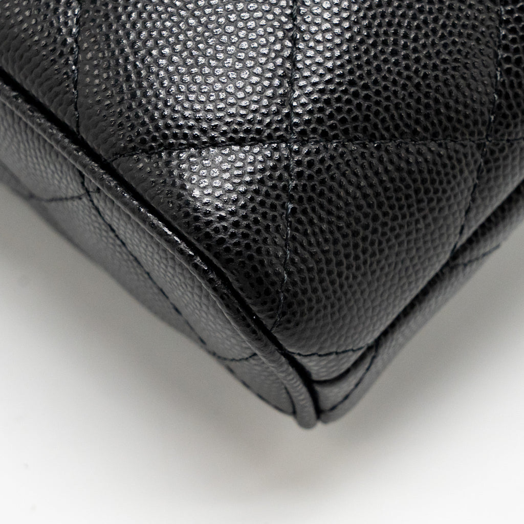 CHANEL FOLD FLAP VANITY CLUTCH WITH CHAIN CAVIAR BLACK GHW (MICROCHIP)