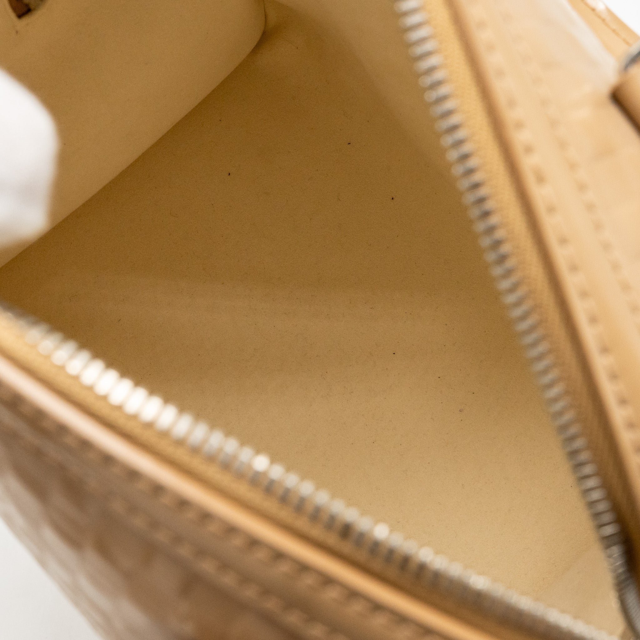 LOUIS VUITTON SPEEDY CUBE MM DAMIER FACETTE PATENT LEATHER BEIGE SHW