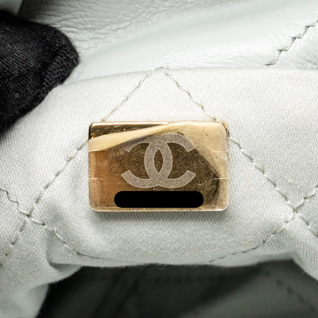 CHANEL MINI 22 BAG CALFSKIN LIGHT GREY GHW (MICROCHIP)