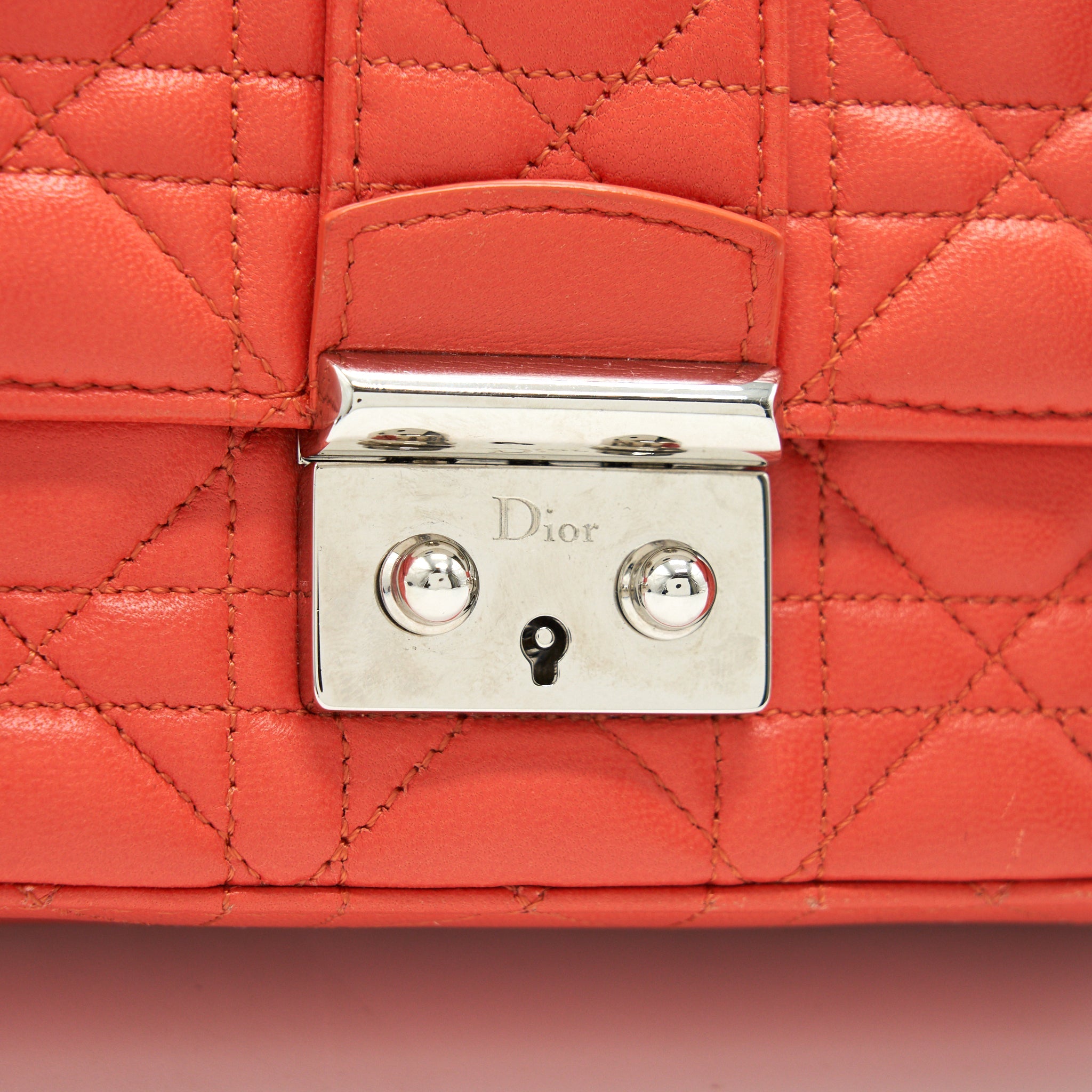 CHRISTIAN DIOR SMALL MISS DIOR FLAP BAG IN CORAL SHW