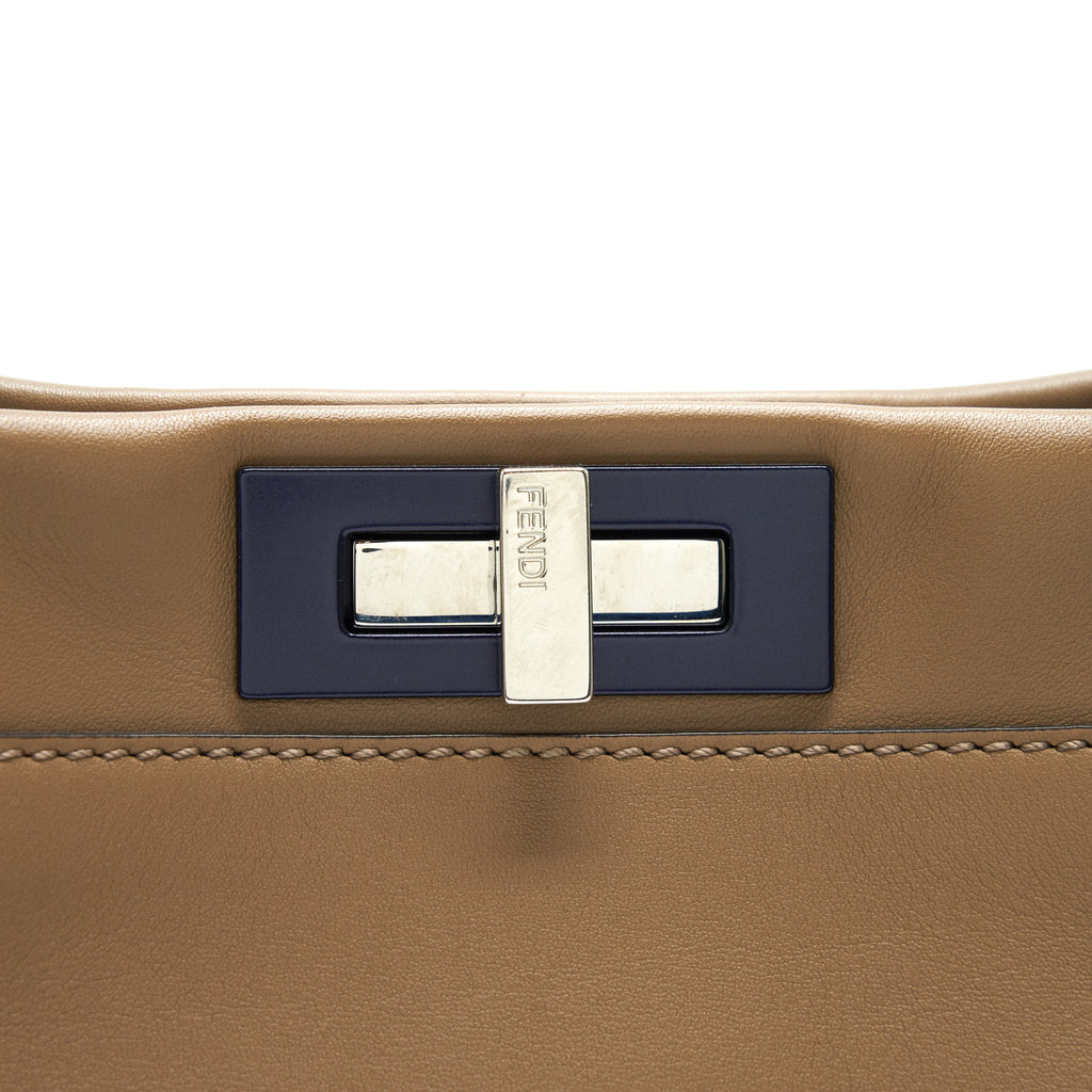 FENDI MEDIUM PEEKABOO BAG DARK BEIGE WITH SHW