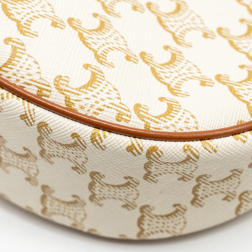 CELINE AVA BAG TRIOMPHE CANVAS/ CALFSKIN WHITE / BROWN GHW