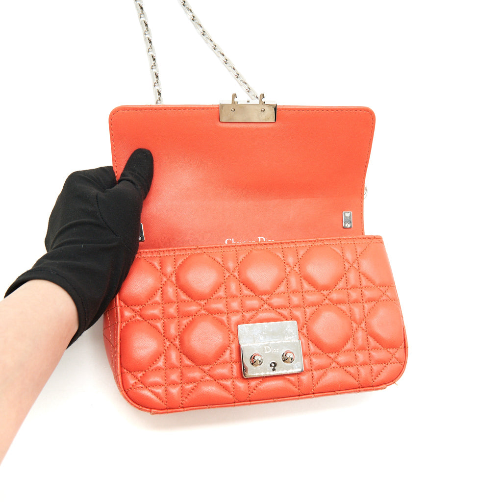 CHRISTIAN DIOR SMALL MISS DIOR FLAP BAG IN CORAL SHW