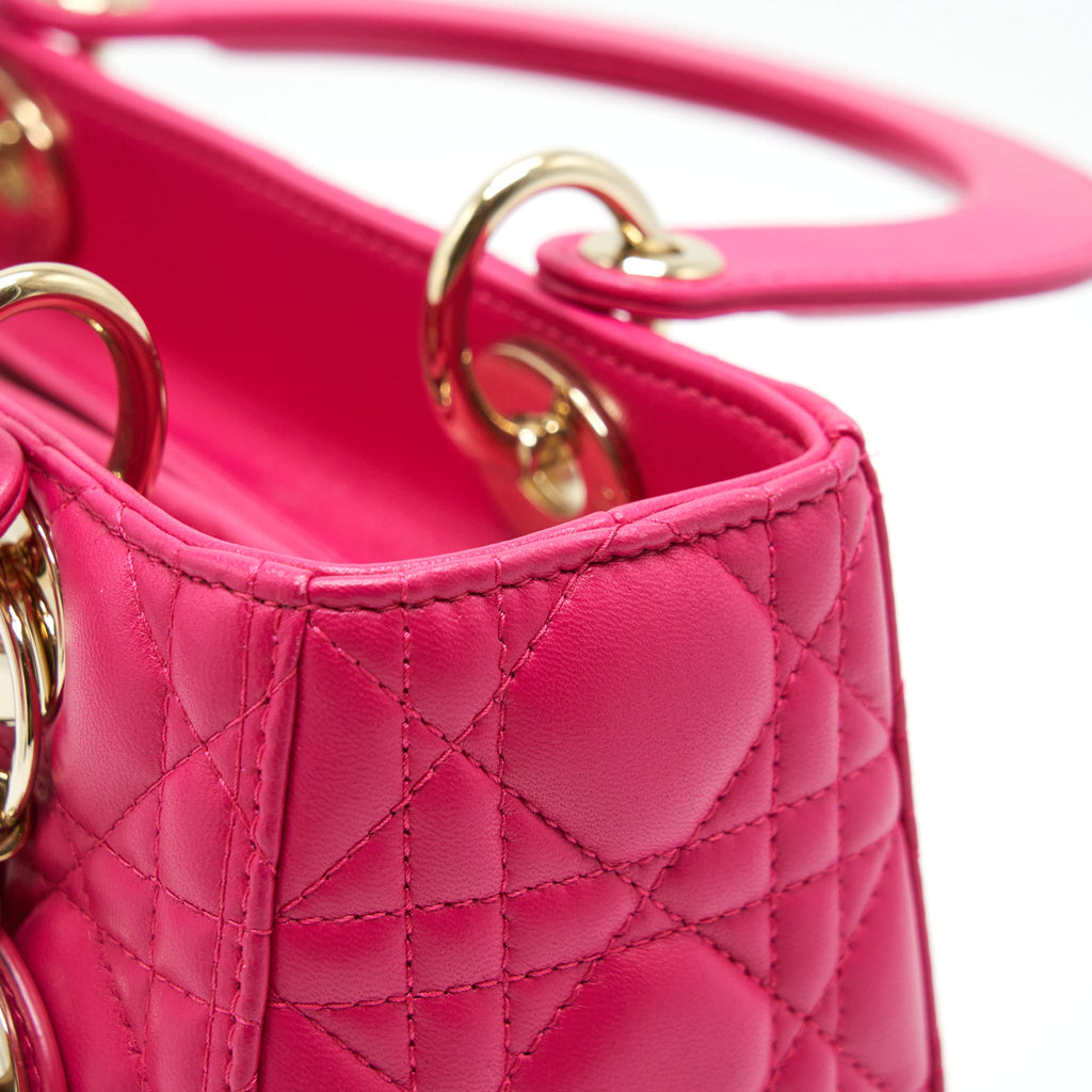 DIOR LADY DIOR MEDIUM LAMBSKIN PINK GHW