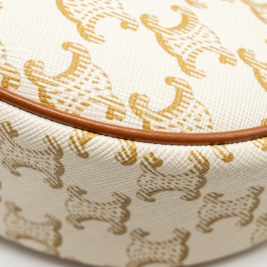CELINE AVA BAG TRIOMPHE CANVAS/ CALFSKIN WHITE / BROWN GHW