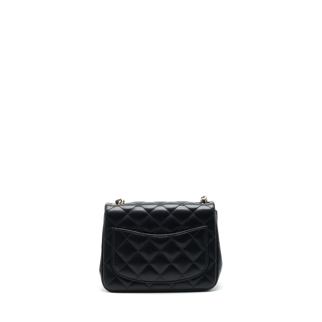CHANEL 22C MINI SQUARE FLAP BAG LAMBSKIN BLACK LGHW(MICROCHIP)