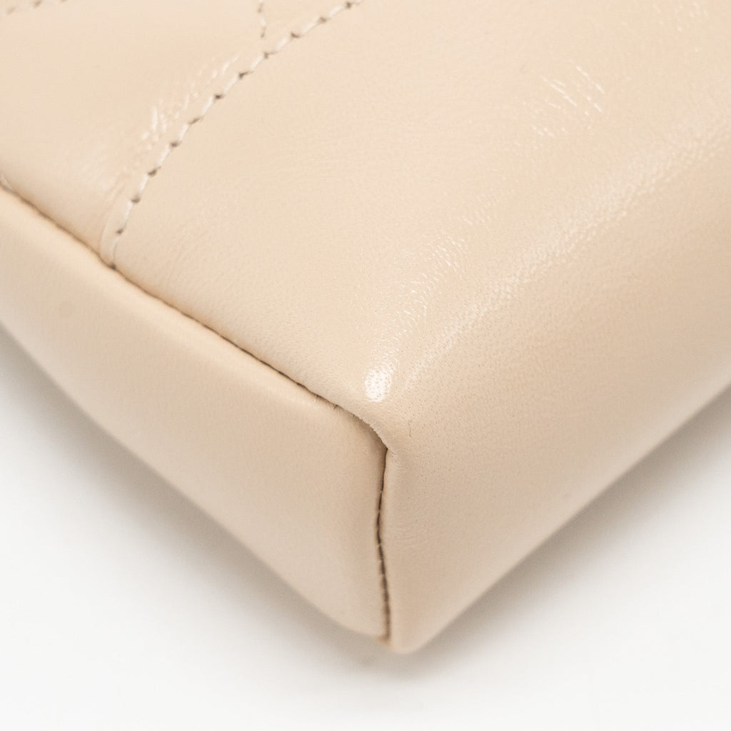 CHANEL MINI 31 CLUTCH WITH CHAIN SHINY LAMBSKIN LIGHT BEIGE LGHW ( MICROCHIP)