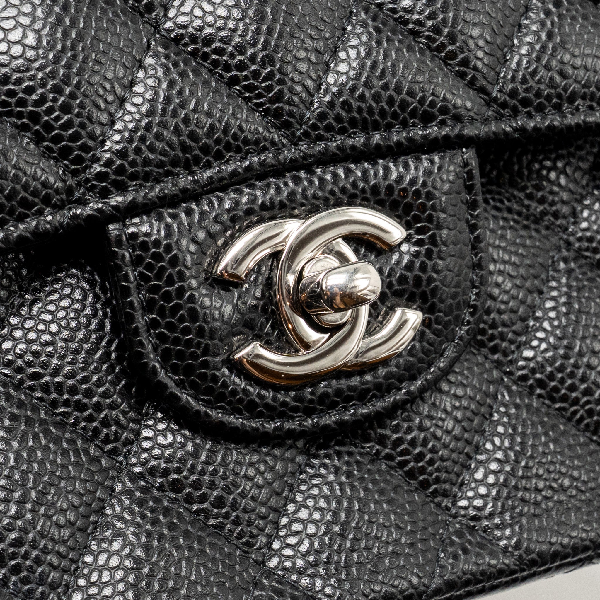CHANEL SMALL CLASSIC DOUBLE FLAP BAG CAVIAR BLACK SHW