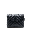 SAINT LAURENT / YSL MEDIUM LOULOU SHOULDER BAG CALFSKIN BLACK WITH BLACK HARDWARE