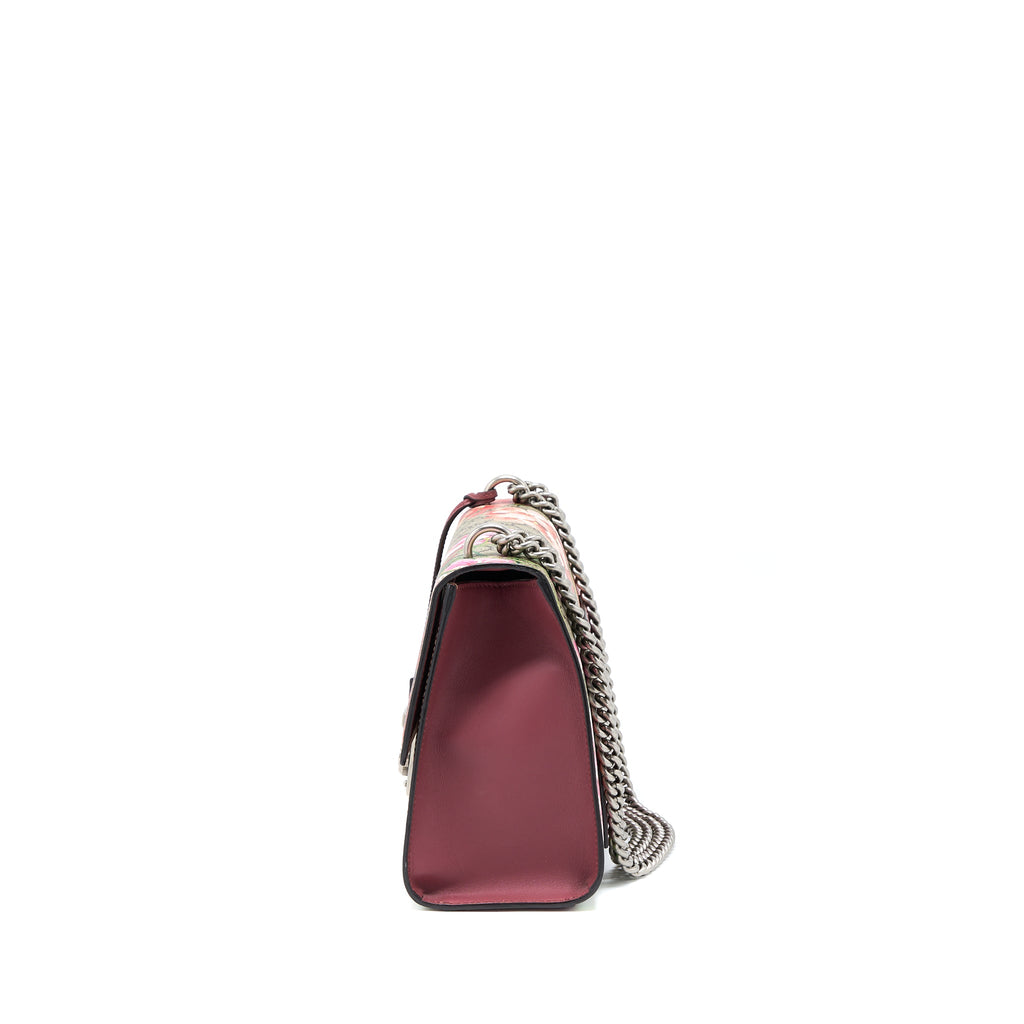 GUCCI PADLOCK SHOULDER FLOWER PRINTED / GG SUPREME RUTHENIUM HARDWARE