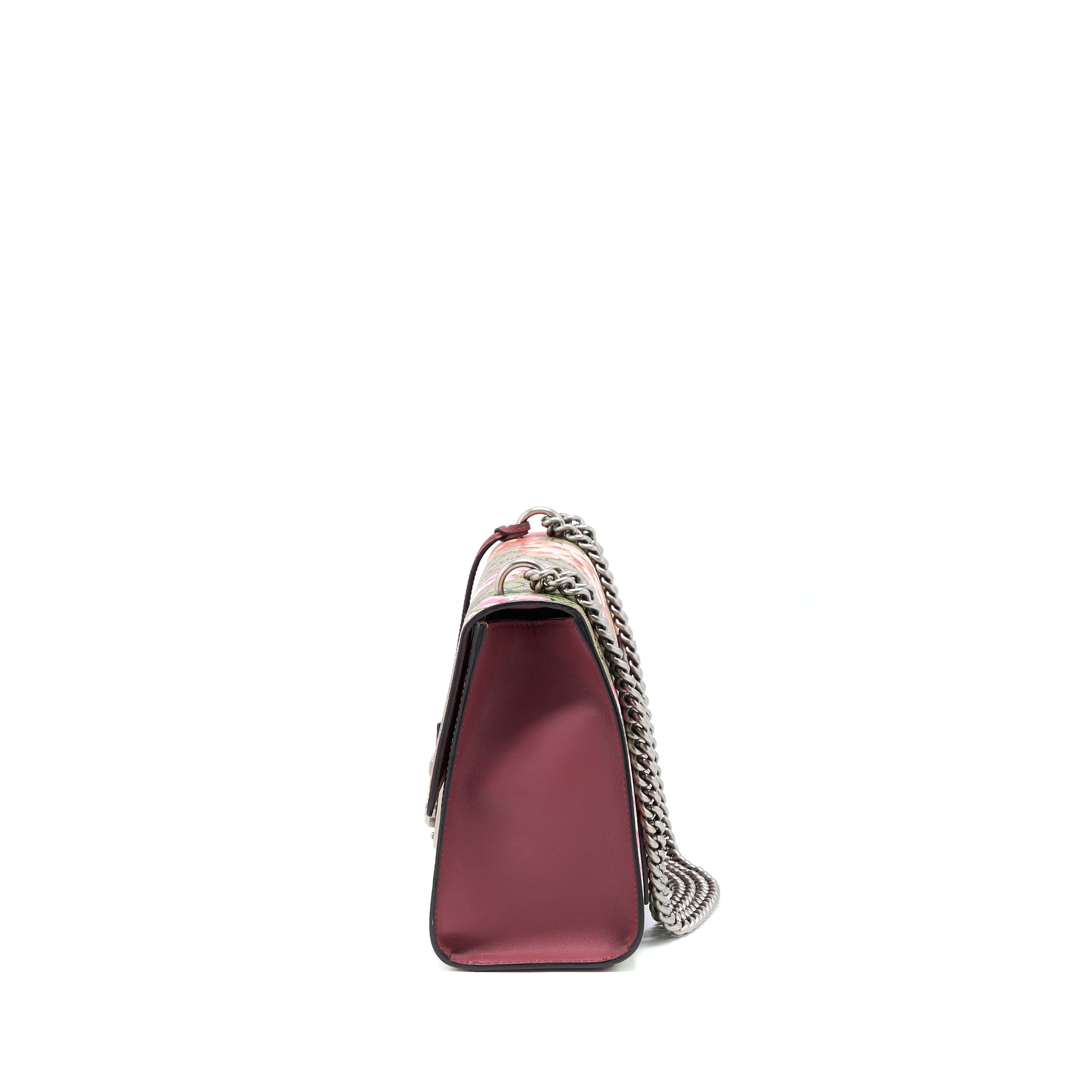 GUCCI PADLOCK SHOULDER FLOWER PRINTED / GG SUPREME RUTHENIUM HARDWARE