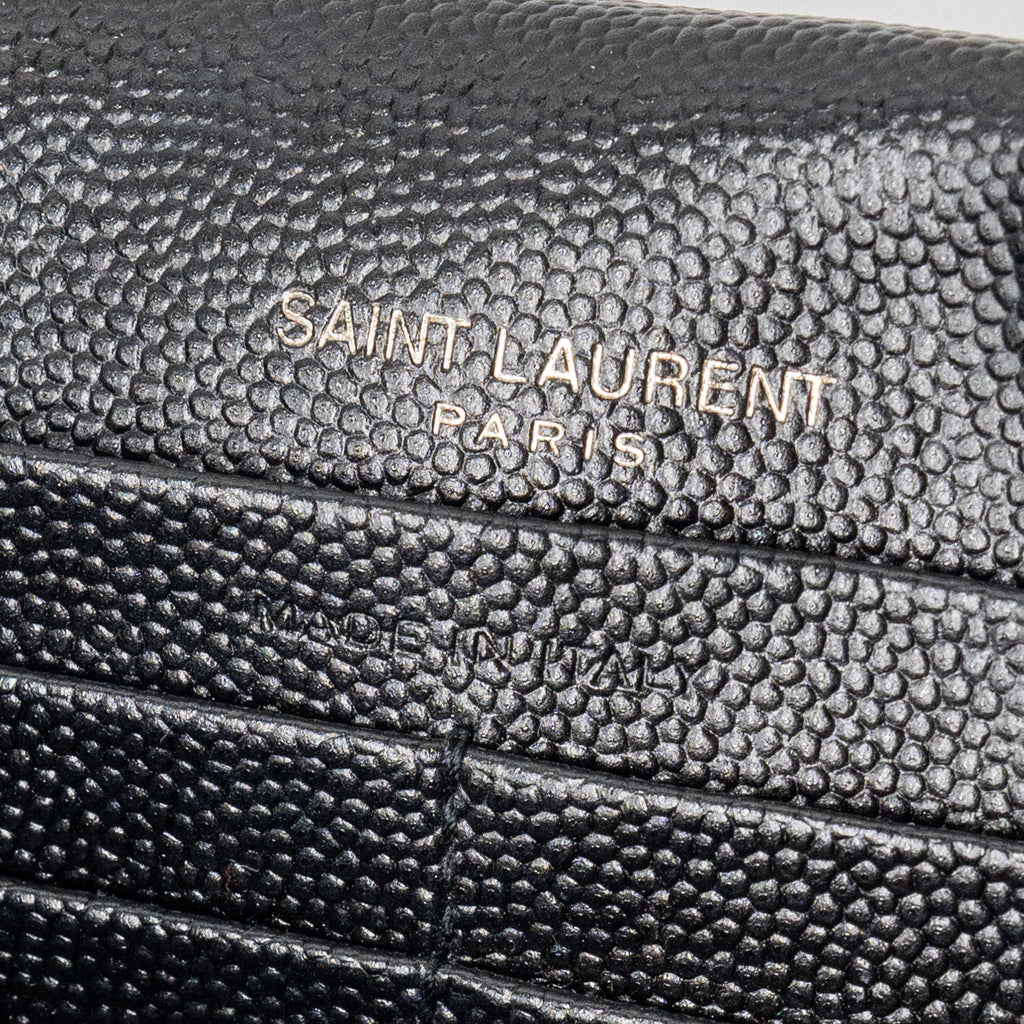 SAINT LAURENT/YSL ENVELOPE CHAIN WALLET CALFSKIN BLACK / BLACK HARDWARE