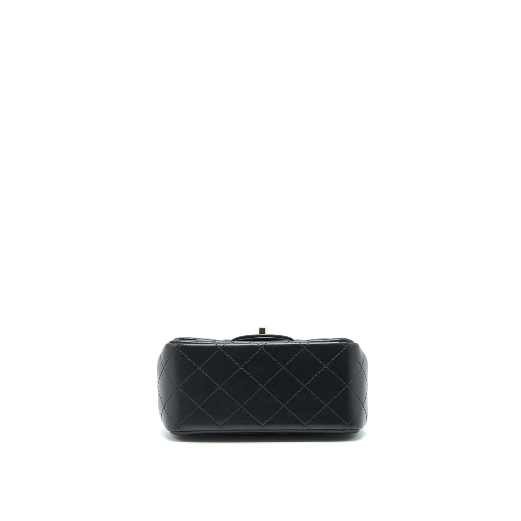 CHANEL 22C MINI SQUARE FLAP BAG LAMBSKIN BLACK LGHW(MICROCHIP)