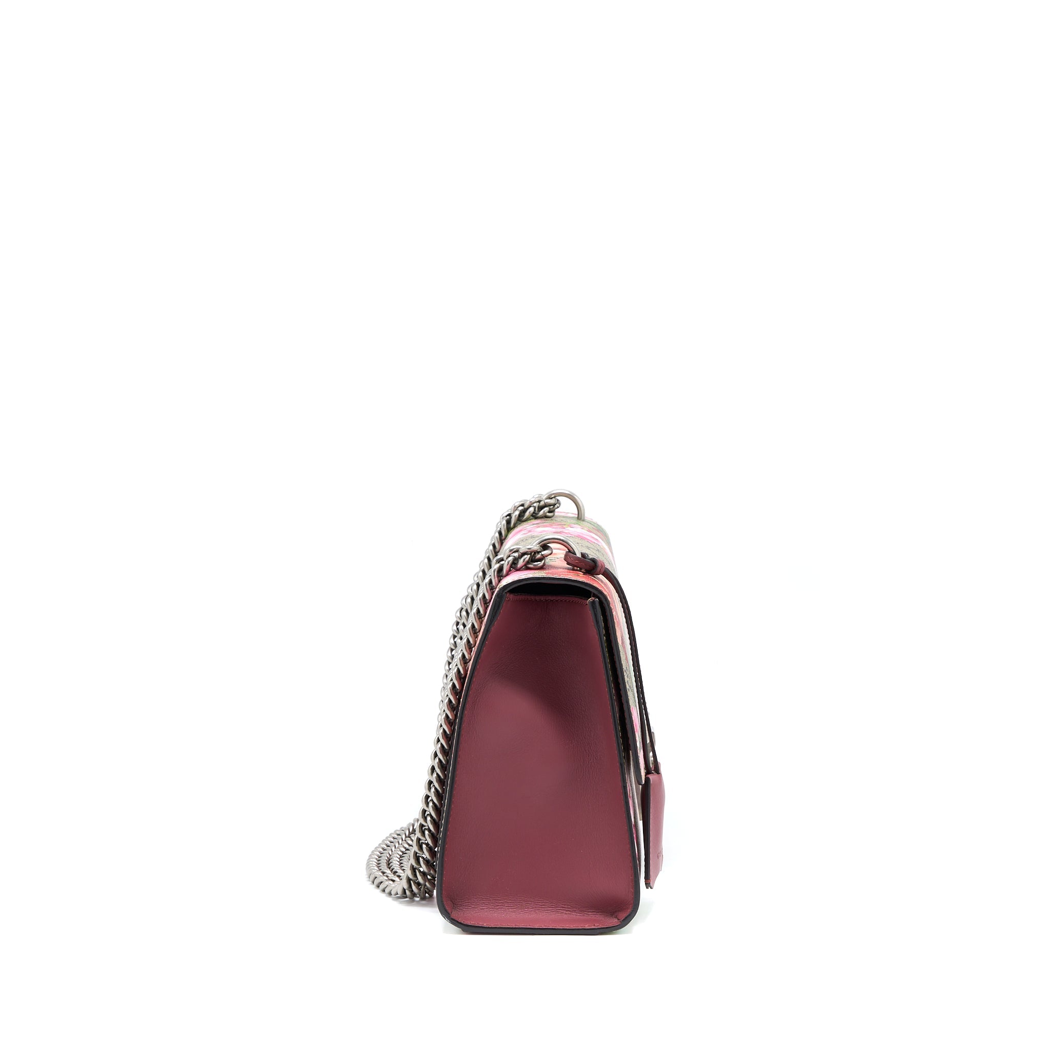GUCCI PADLOCK SHOULDER FLOWER PRINTED / GG SUPREME RUTHENIUM HARDWARE