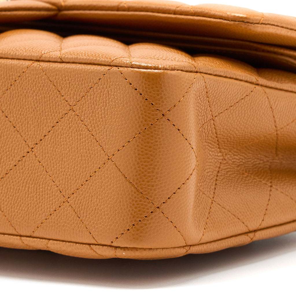 CHANEL MEDIUM CLASSIC DOUBLE FLAP BAG CAVIAR CARAMEL LGHW (MICROCHIP)