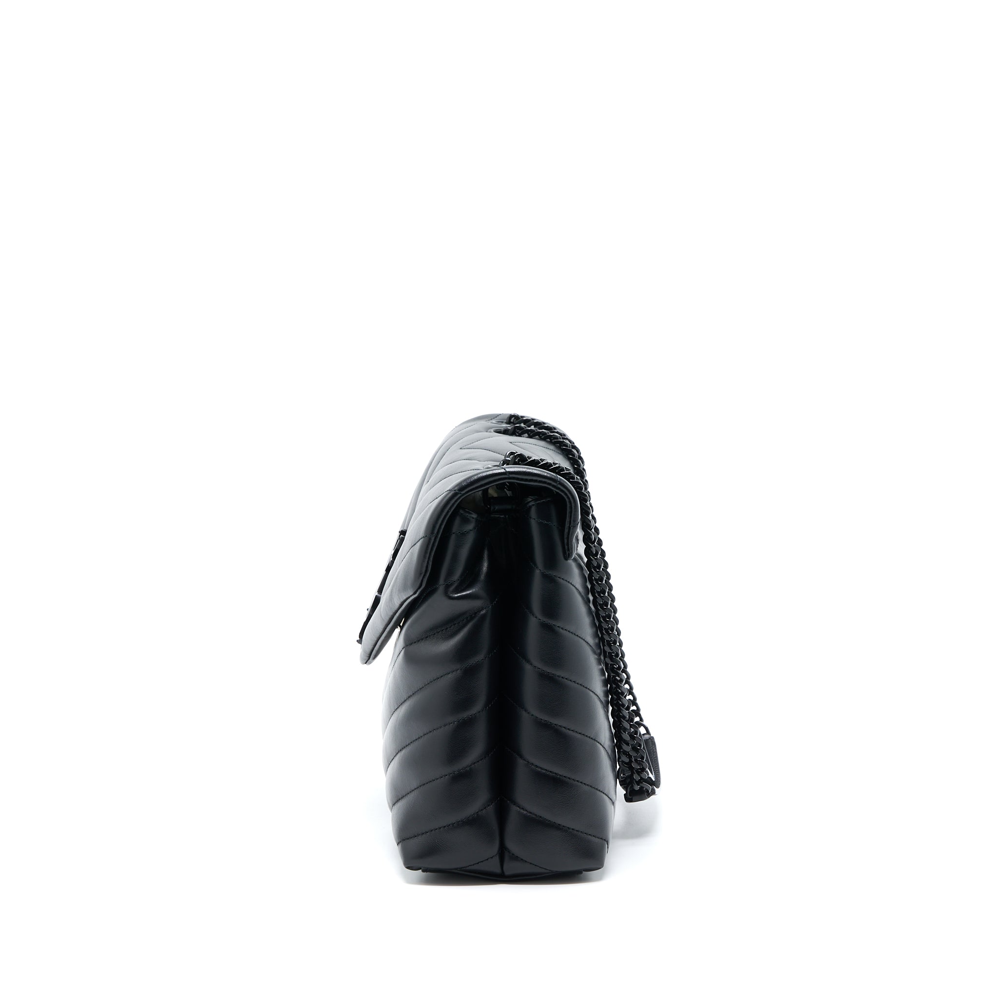 SAINT LAURENT / YSL MEDIUM LOULOU SHOULDER BAG CALFSKIN BLACK WITH BLACK HARDWARE