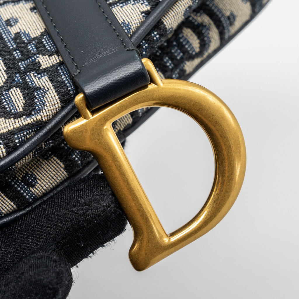 DIOR MINI SADDLE BAG BLUE OBLIQUE JACQUARD GHW