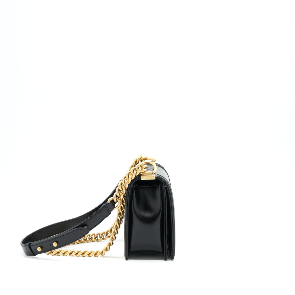 CHANEL 22P MINI BOY CHAIN HANDBAG CALFSKIN BLACK GHW