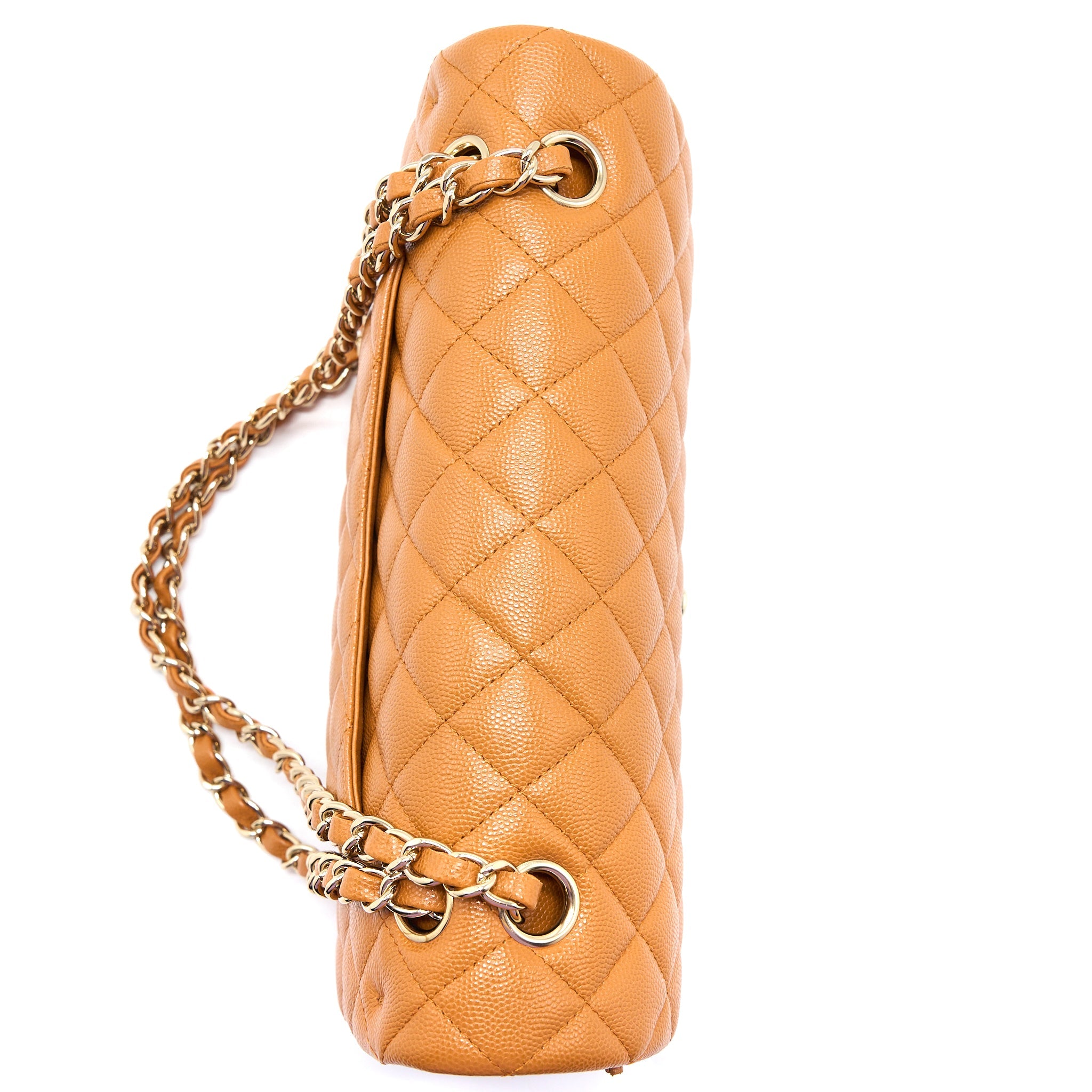 CHANEL MEDIUM CLASSIC DOUBLE FLAP BAG CAVIAR CARAMEL LGHW (MICROCHIP)