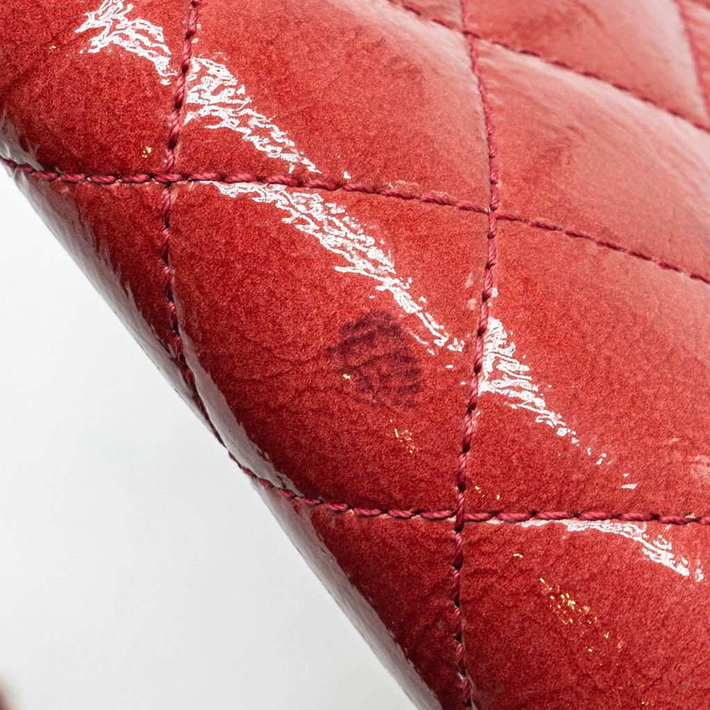 CHANEL SEASONAL FLAP BAG PATENT GOATSKIN/LAMBSKIN RED GHW