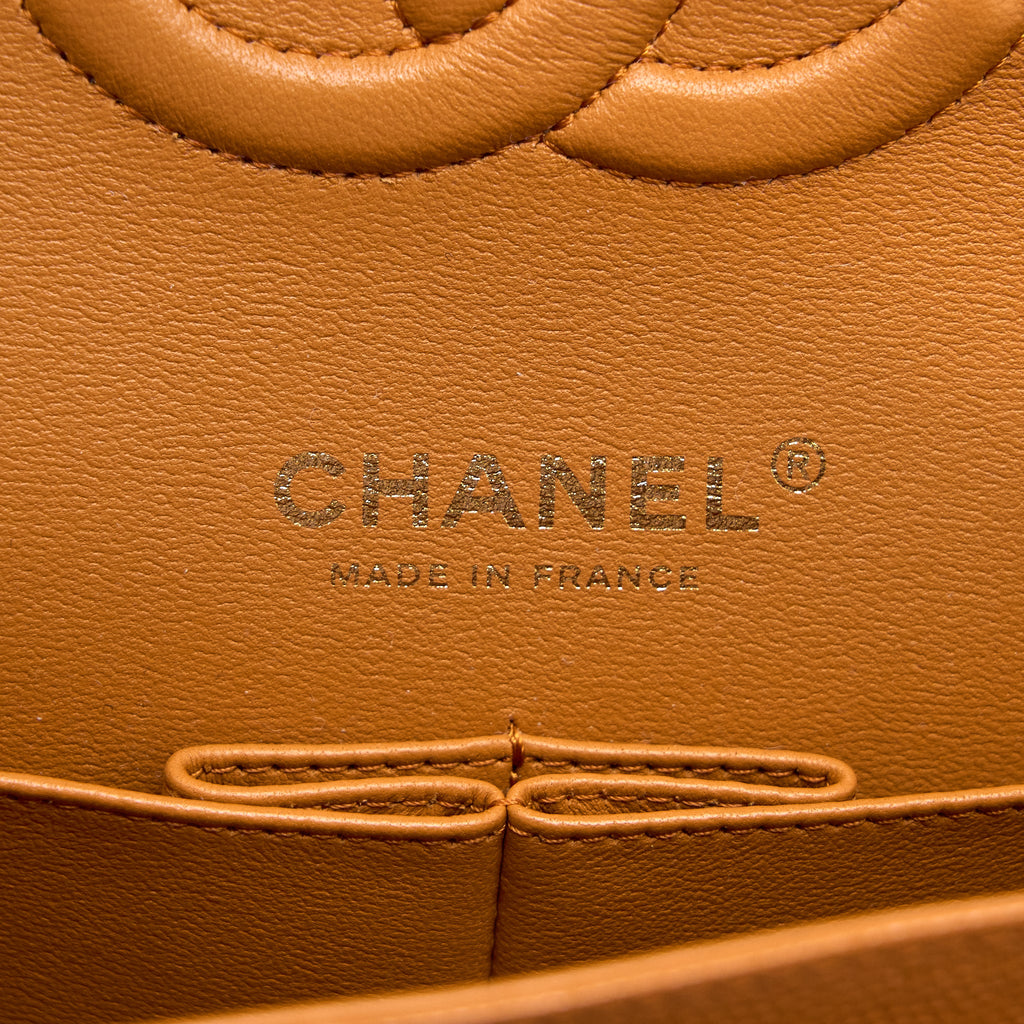 CHANEL MEDIUM CLASSIC DOUBLE FLAP BAG CAVIAR CARAMEL LGHW (MICROCHIP)