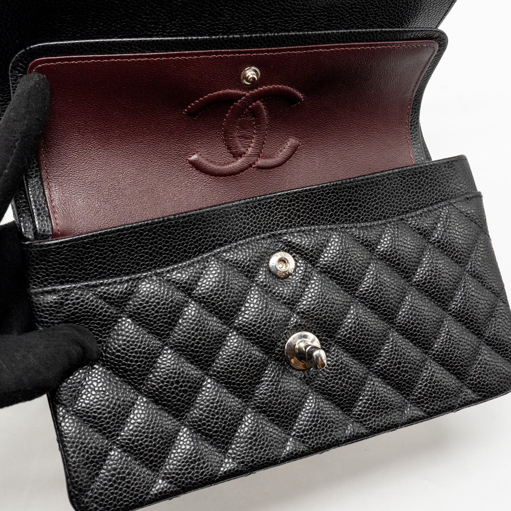 CHANEL SMALL CLASSIC DOUBLE FLAP BAG CAVIAR BLACK SHW