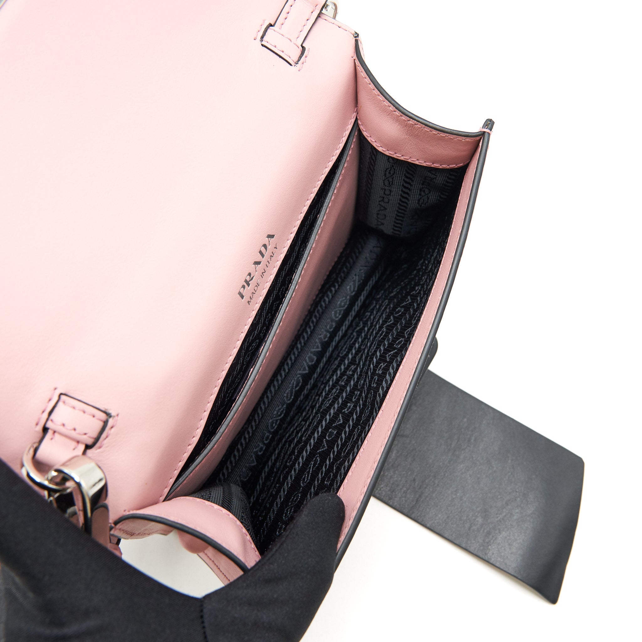 PRADA PLEX RIBBON BAG WITH CITY CALFSKIN PINK