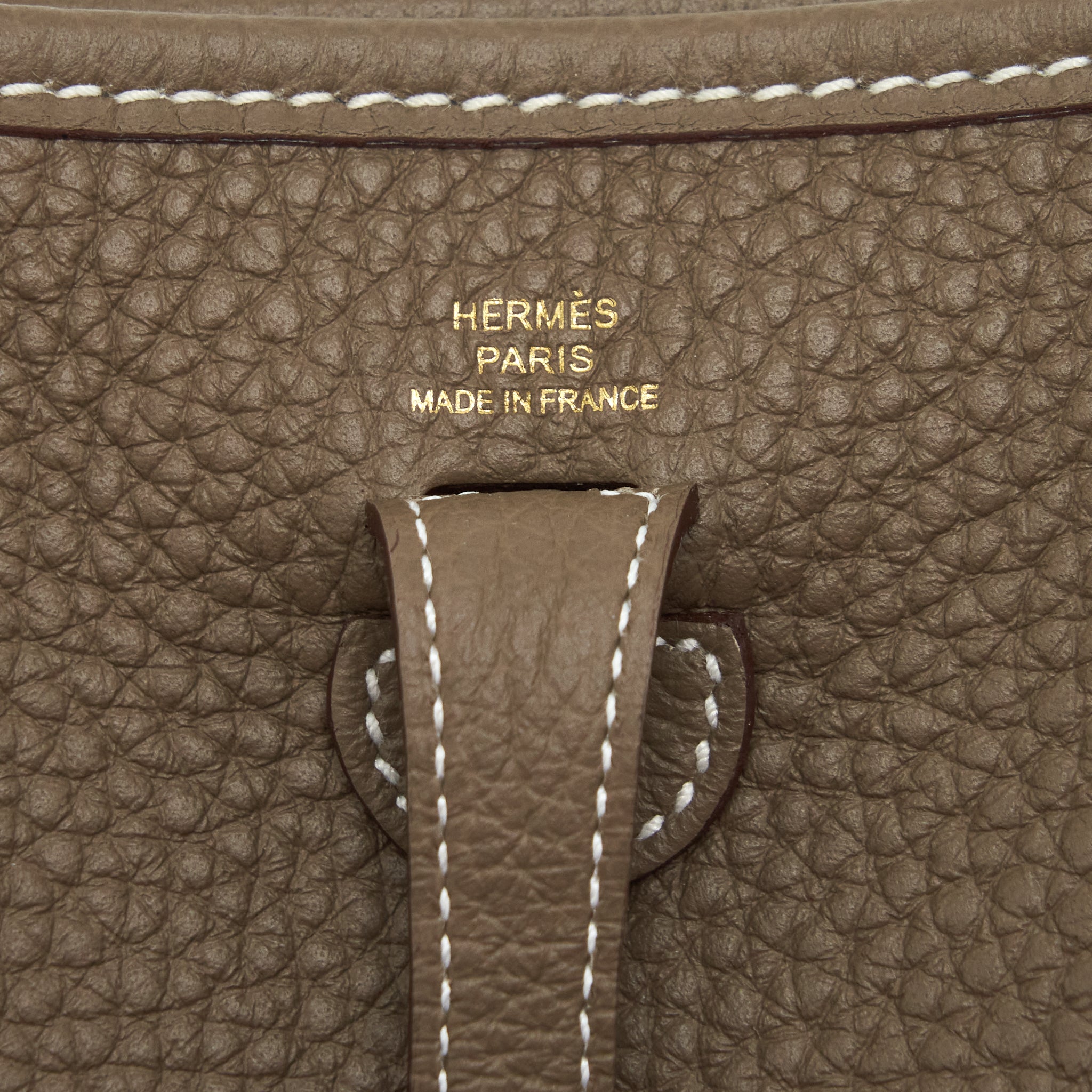 HERMES MINI EVELYNE CLEMENCE ETOUPE/BLUE INDIGO GHW