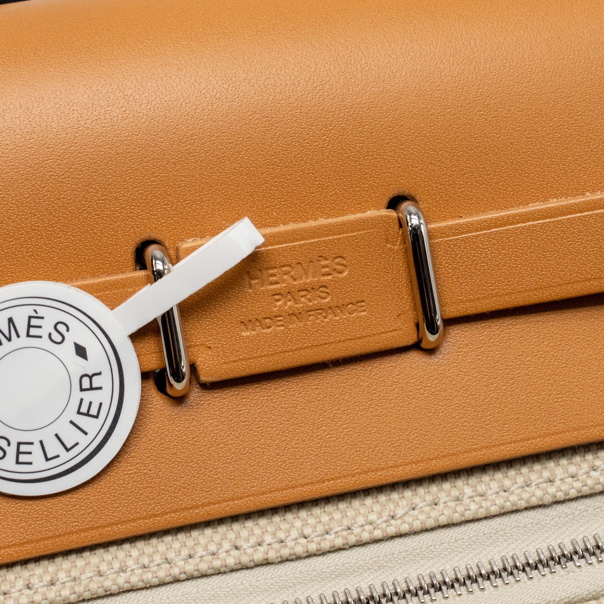 HERMES HERBAG MINI CANVAS/HUNTER LEATHER BETON / NATURAL SABLE SHW