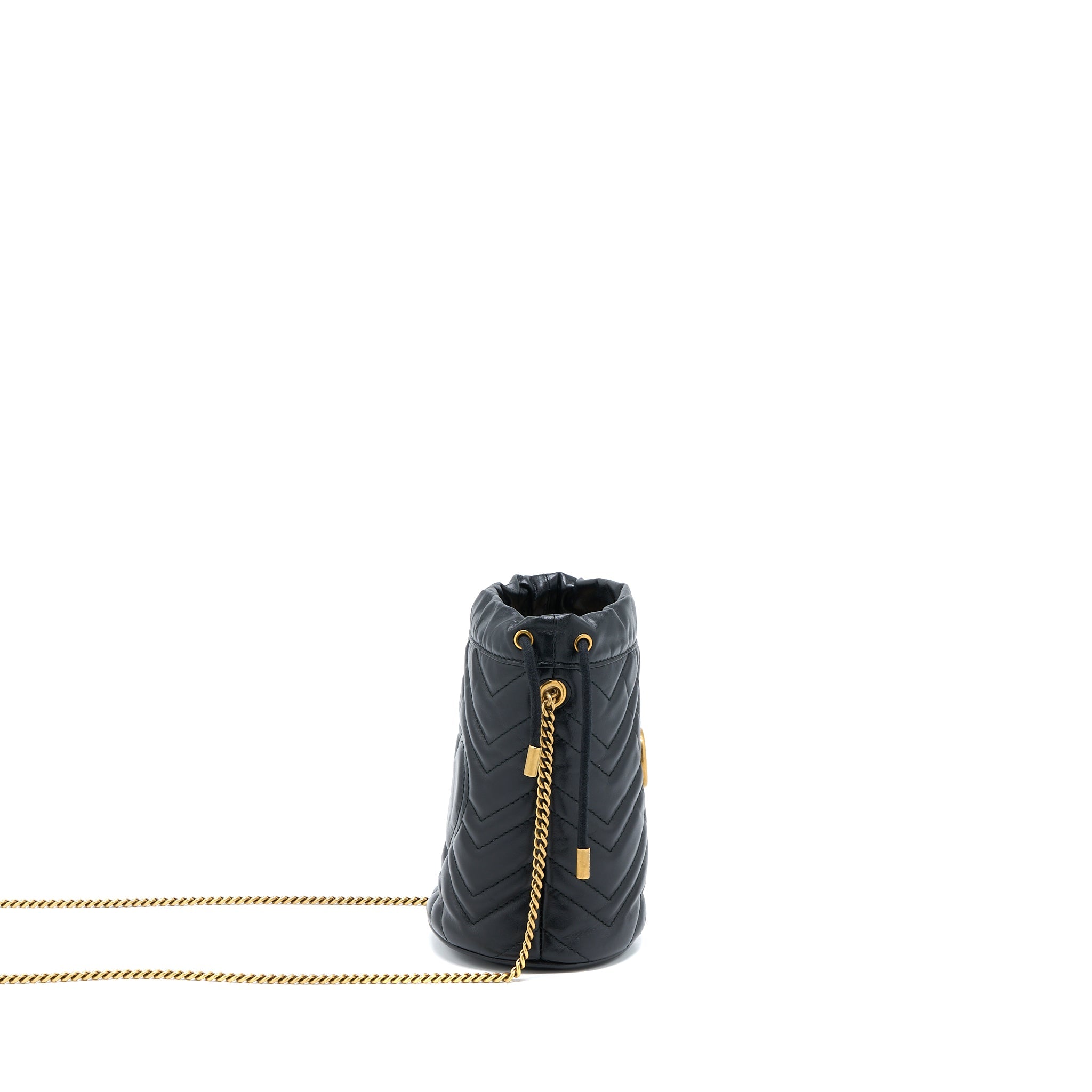 GUCCI GG MARMONT MINI BUCKET BLACK GHW