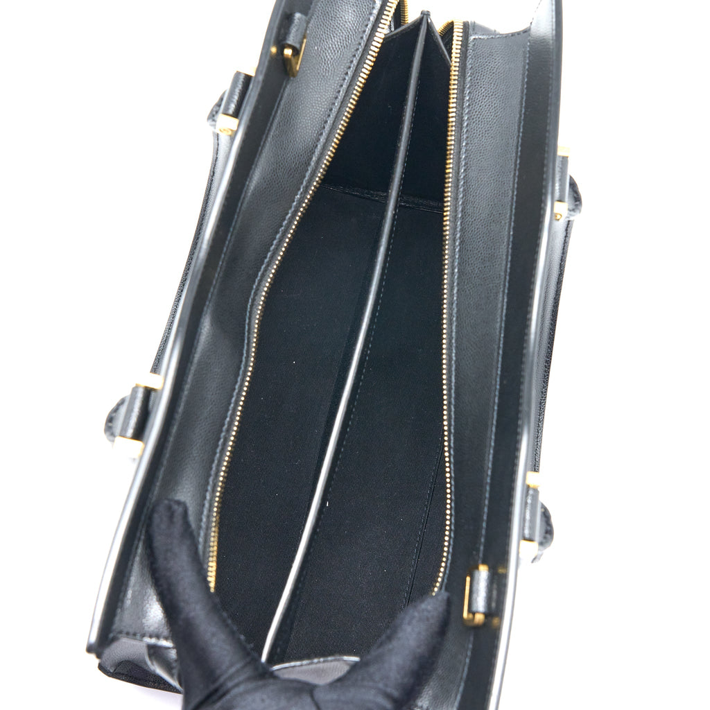 SAINT LAURENT/YSL MEDIUM UPTOWN TOTE BAG CALFSKIN BLACK GHW