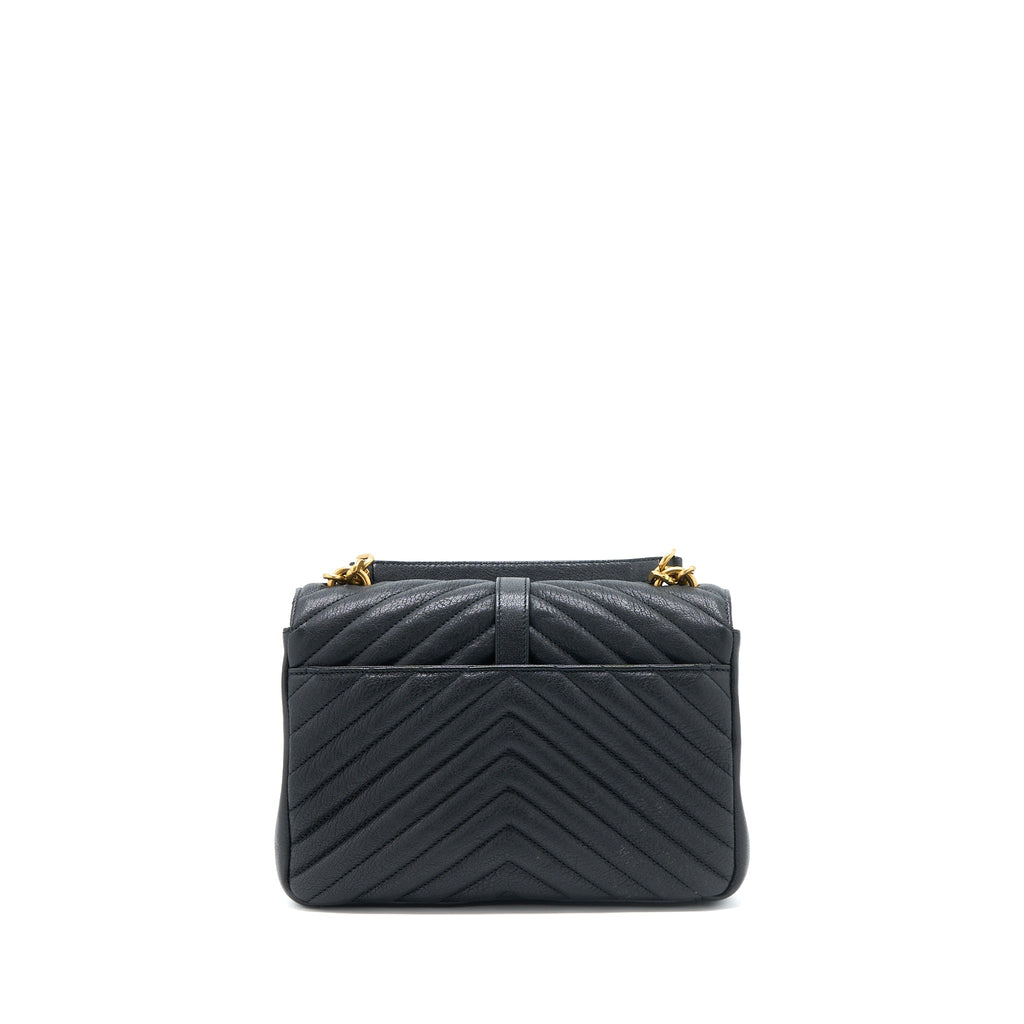 SAINT LAURENT QUILTED MEDIUM COLLEGE BAG LAMBSKIN BLACK BRUSHED GHW