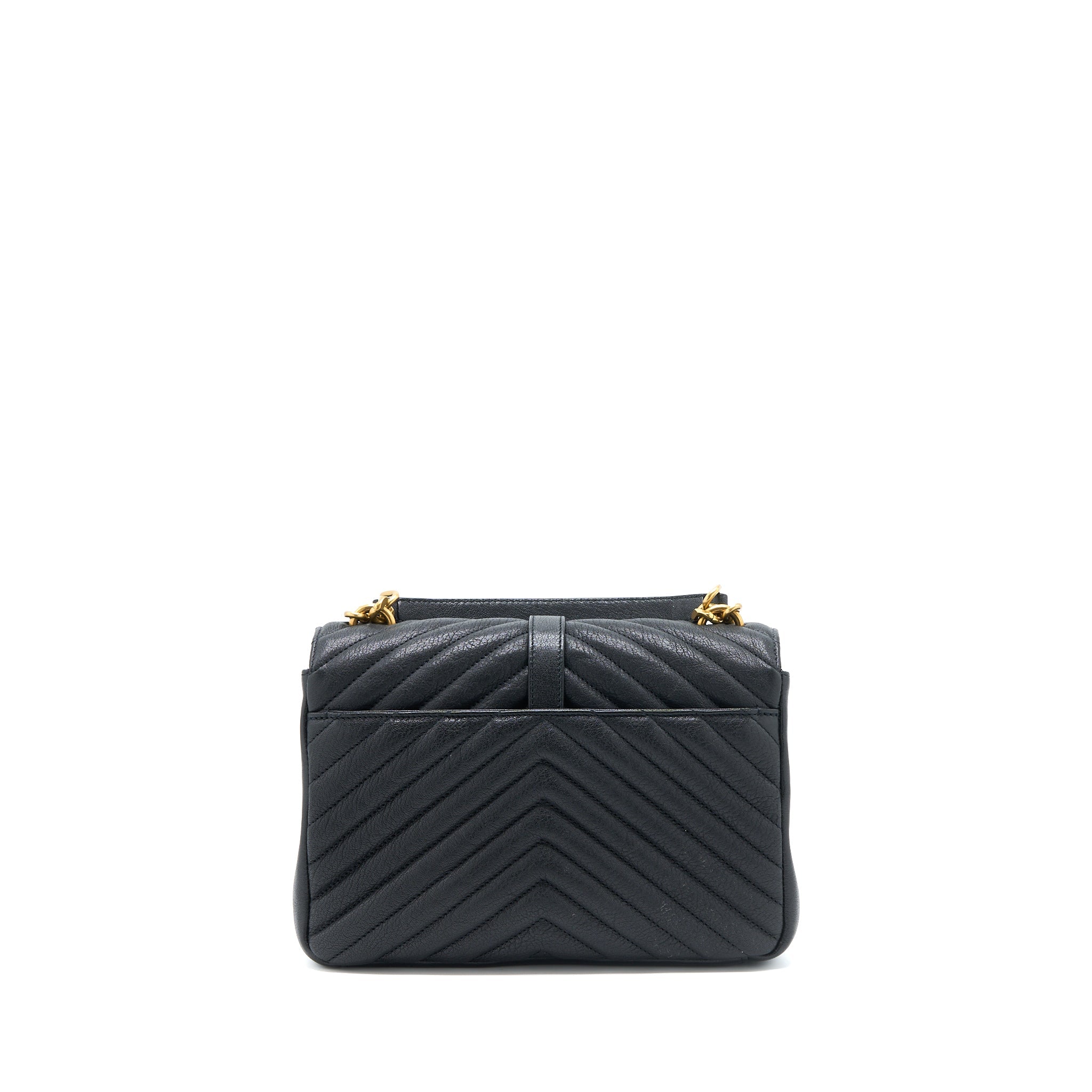 SAINT LAURENT QUILTED MEDIUM COLLEGE BAG LAMBSKIN BLACK BRUSHED GHW