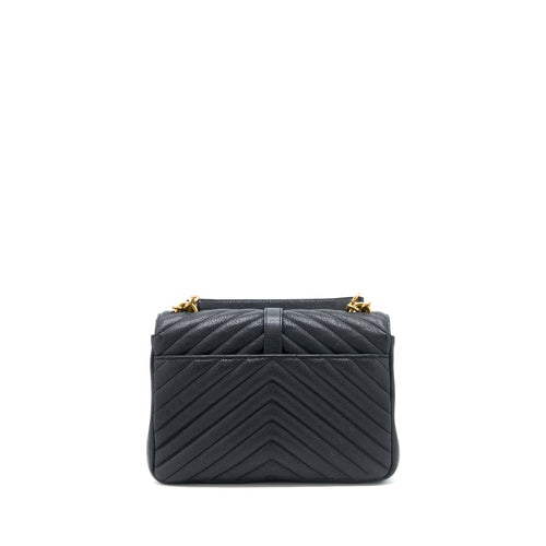 SAINT LAURENT QUILTED MEDIUM COLLEGE BAG LAMBSKIN BLACK BRUSHED GHW