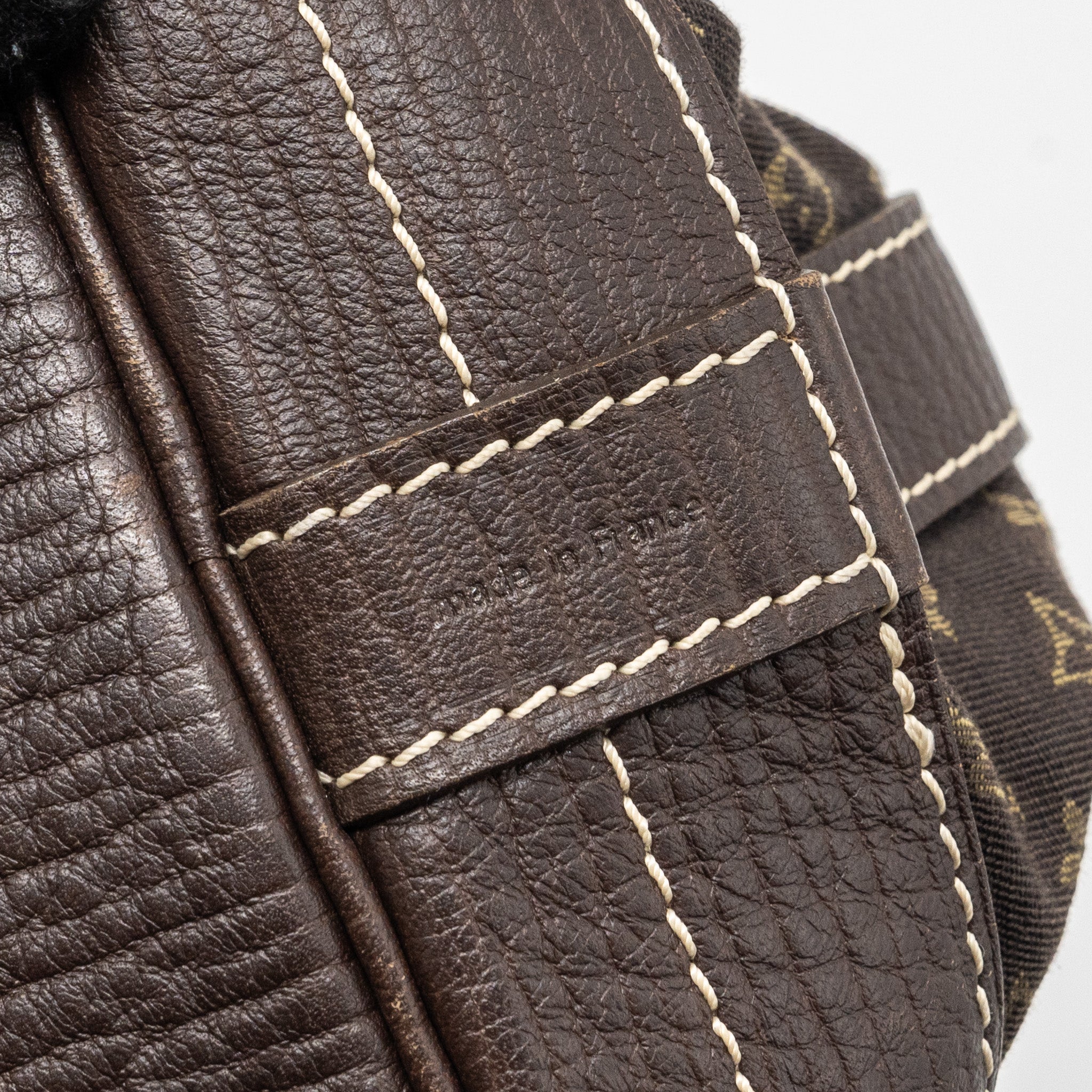 LOUIS VUITTON LIN NOE BAG FABRIC/LEATHER EBENE GHW