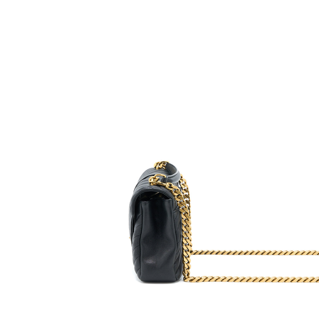 SAINT LAURENT QUILTED MEDIUM COLLEGE BAG LAMBSKIN BLACK BRUSHED GHW