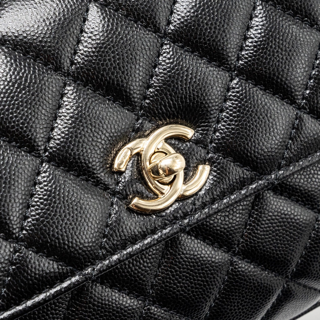 CHANEL SMALL COCO HANDLE CAVIAR BLACK LGHW (MICROCHIP)