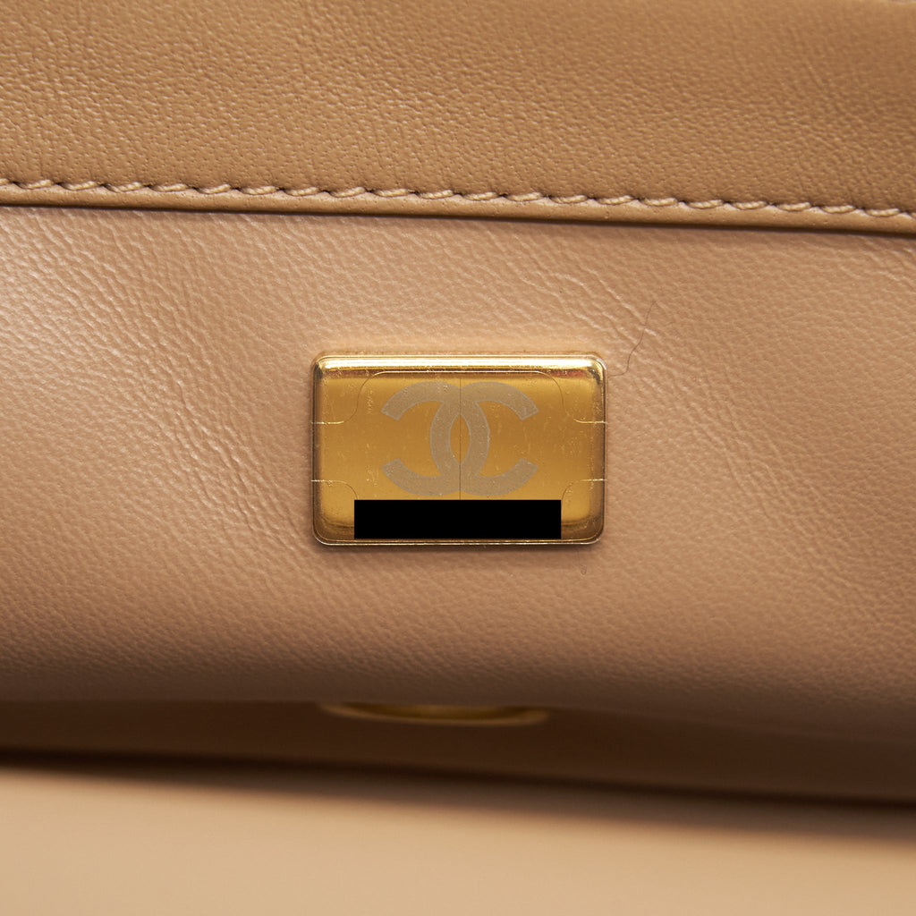 CHANEL 22B PEARL CRUSH MINI RECTANGULAR FLAP BAG LAMBSKIN DARK BEIGE GHW (MICROCHIP)