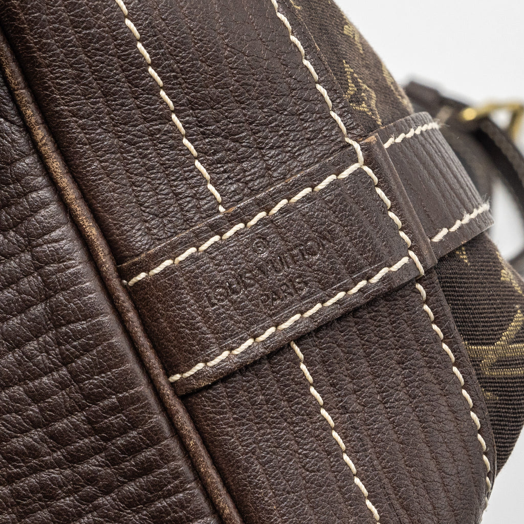 LOUIS VUITTON LIN NOE BAG FABRIC/LEATHER EBENE GHW