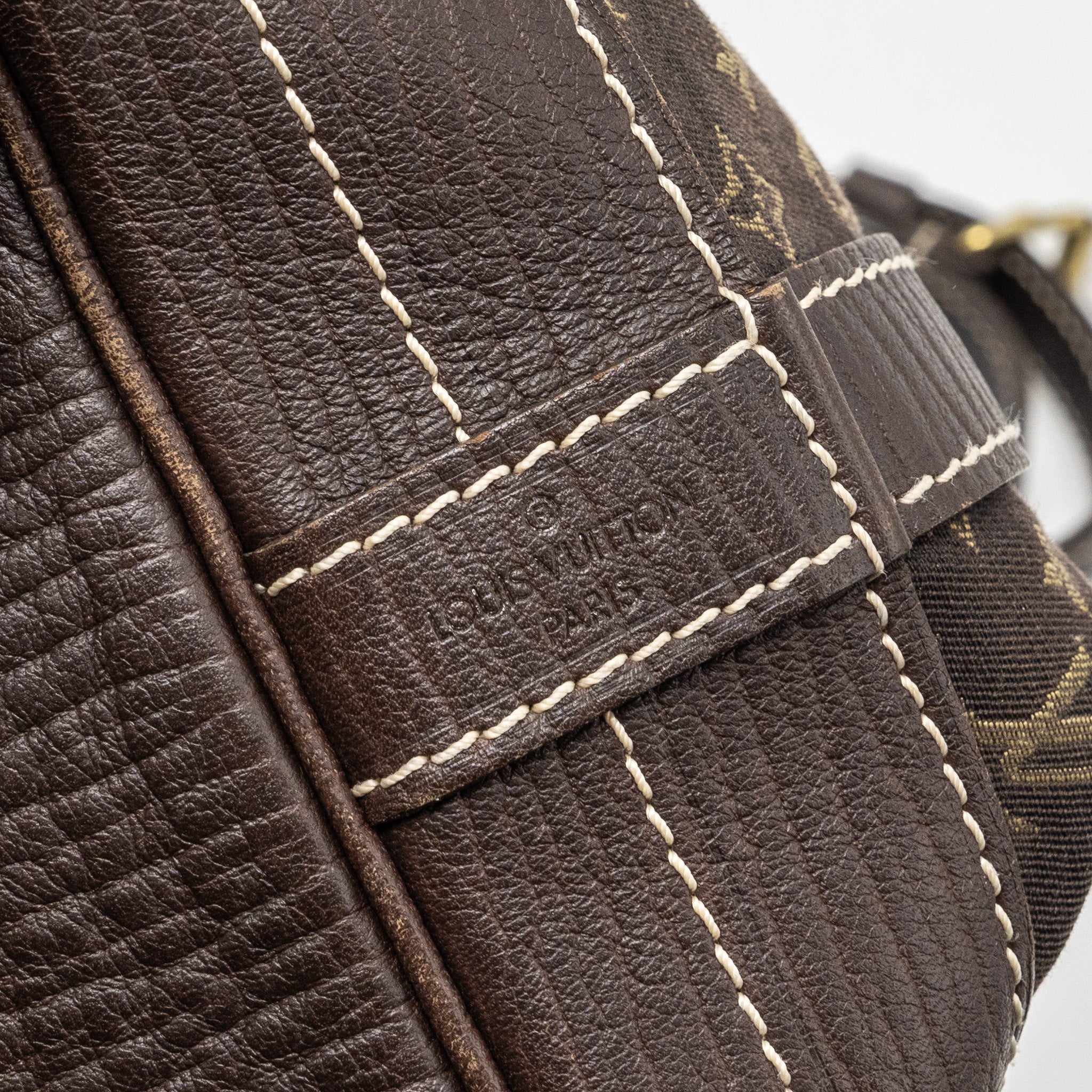 LOUIS VUITTON LIN NOE BAG FABRIC/LEATHER EBENE GHW