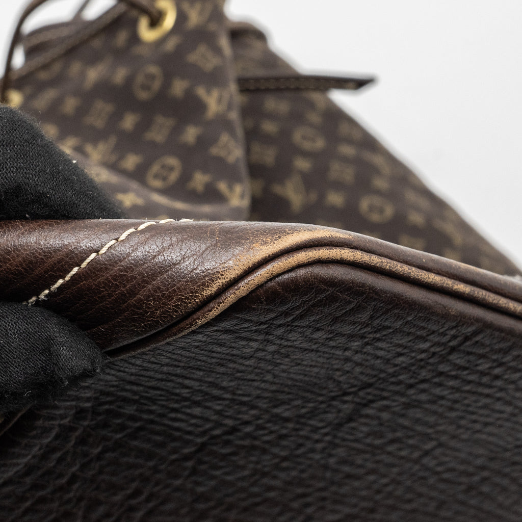 LOUIS VUITTON LIN NOE BAG FABRIC/LEATHER EBENE GHW