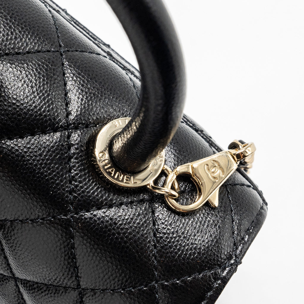 CHANEL SMALL COCO HANDLE CAVIAR BLACK LGHW (MICROCHIP)