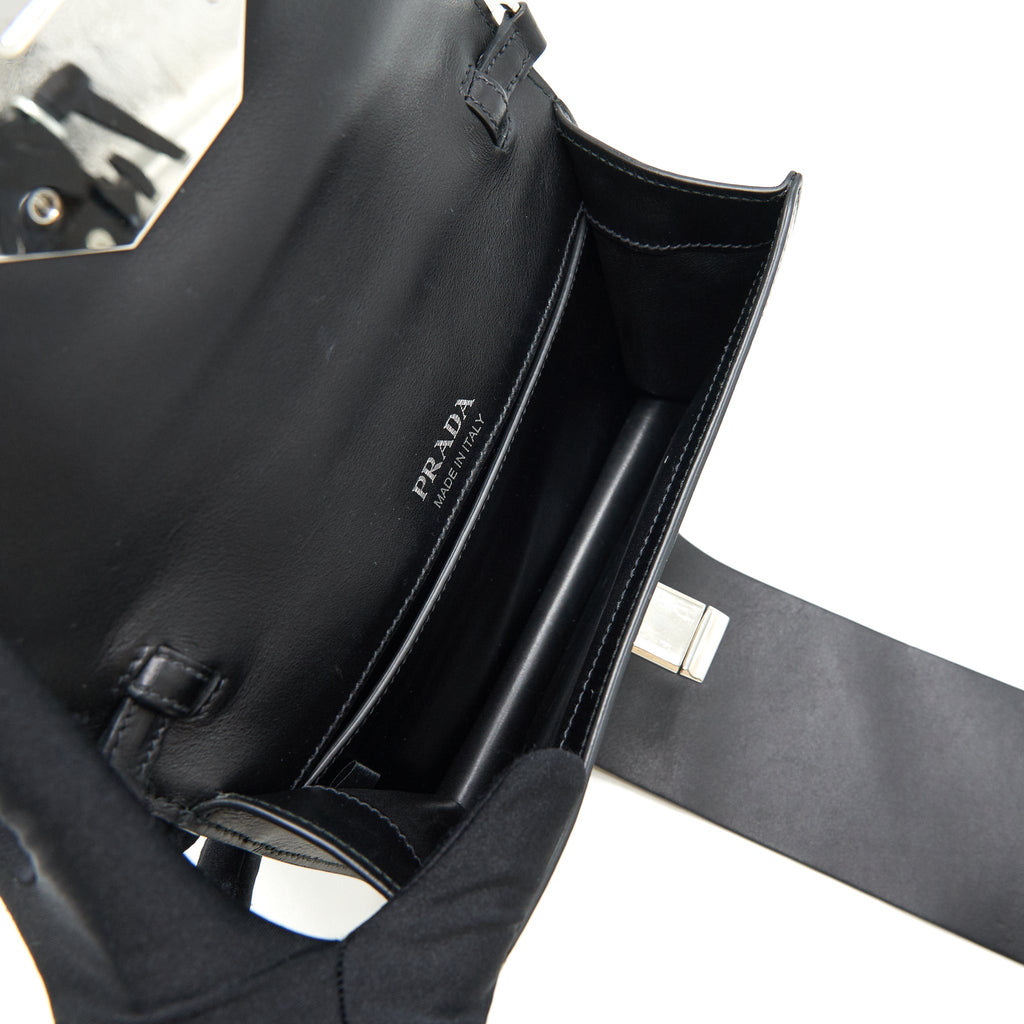 PRADA PLAX JEWELS RIBBON BAG 1BD067 BLACK SHW